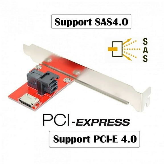 JSER PCI-Express 4.0 Mini SAS HD SFF-8643 to Oculink SFF-8611 SFF-8612 PCBA Female Adapter With Bracket