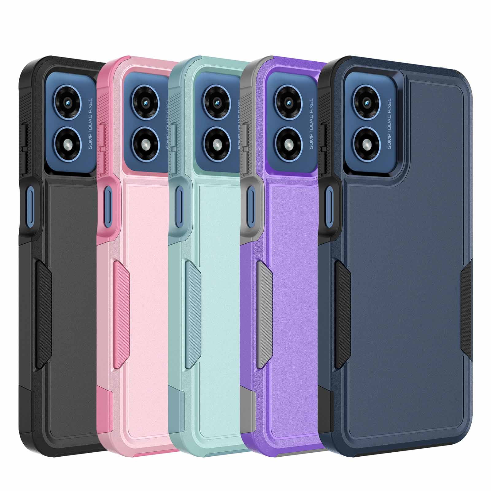 For Motorola Moto G Play 4G 2024 Case，Sturdy Durable Cover Cute Bumper Case for Moto G Play 4G 2024，Njjex Military Grade Protection Dual Layer Shockproof Heavy Duty Rugged Phone Case - Blue