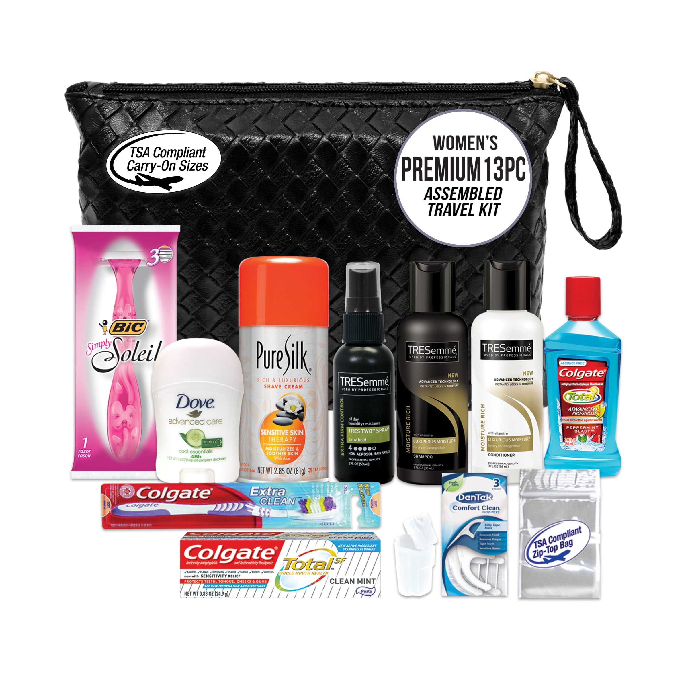 Convenience Kits International, Women's TRESemme Premium 12 PC Assembled Travel Kit, TSA
