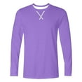 thumbnail image 3 of Floleo Haut pour Homme Uni à Manches Longues, Imprimé d'Intersection, Sport, Col Rond, Mode, Base Classique, Vacances, Printemps et Automne, Extérieur, Haut, Fête, Décontracté, Fête (Violet, TG), 3 of 4