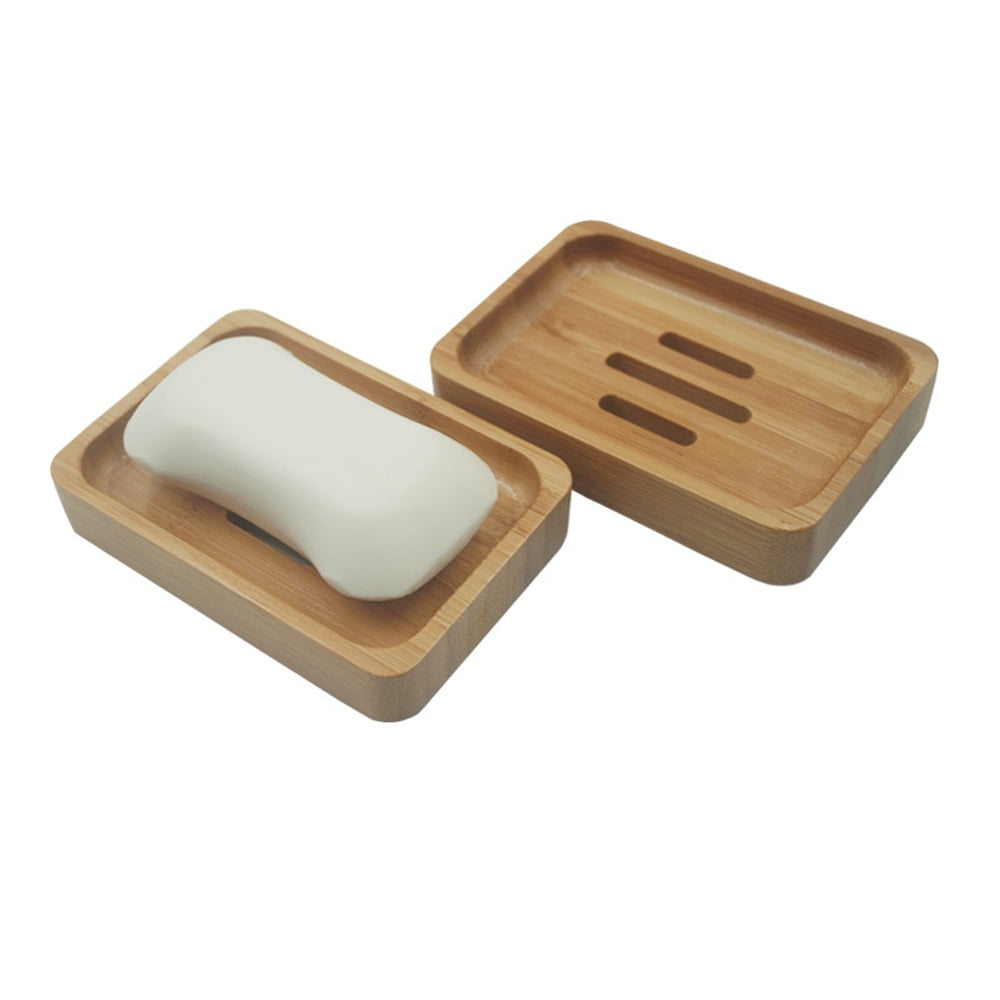 2pcs Bamboo Soap Holder Soap Rack Bathroom Home Hotel Toilet Soap Box