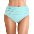 thumbnail image 2 of MNCEKFOD Women's Tummy Control Swim Bottoms Summer Beach High Waist Pleated Swim Trunks Double Layered Triangle Swimsuit Bathing Suit Bottoms Mint Green XXL, 2 of 6