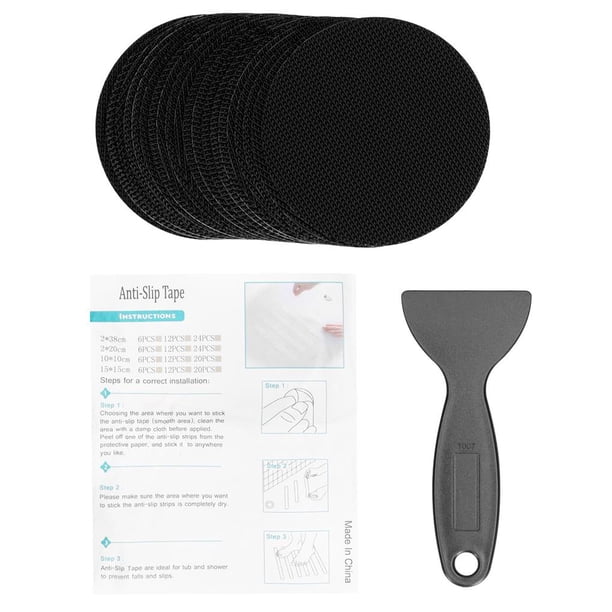 Pegatina Para Bañera, Tira Adhesiva Antideslizante Negra Redonda, Pegatina De Seguridad Antideslizante Práctica Con Raspador Para Bañera, Cocina, Piscina20 Piezas Guardurnaity HA015541-00