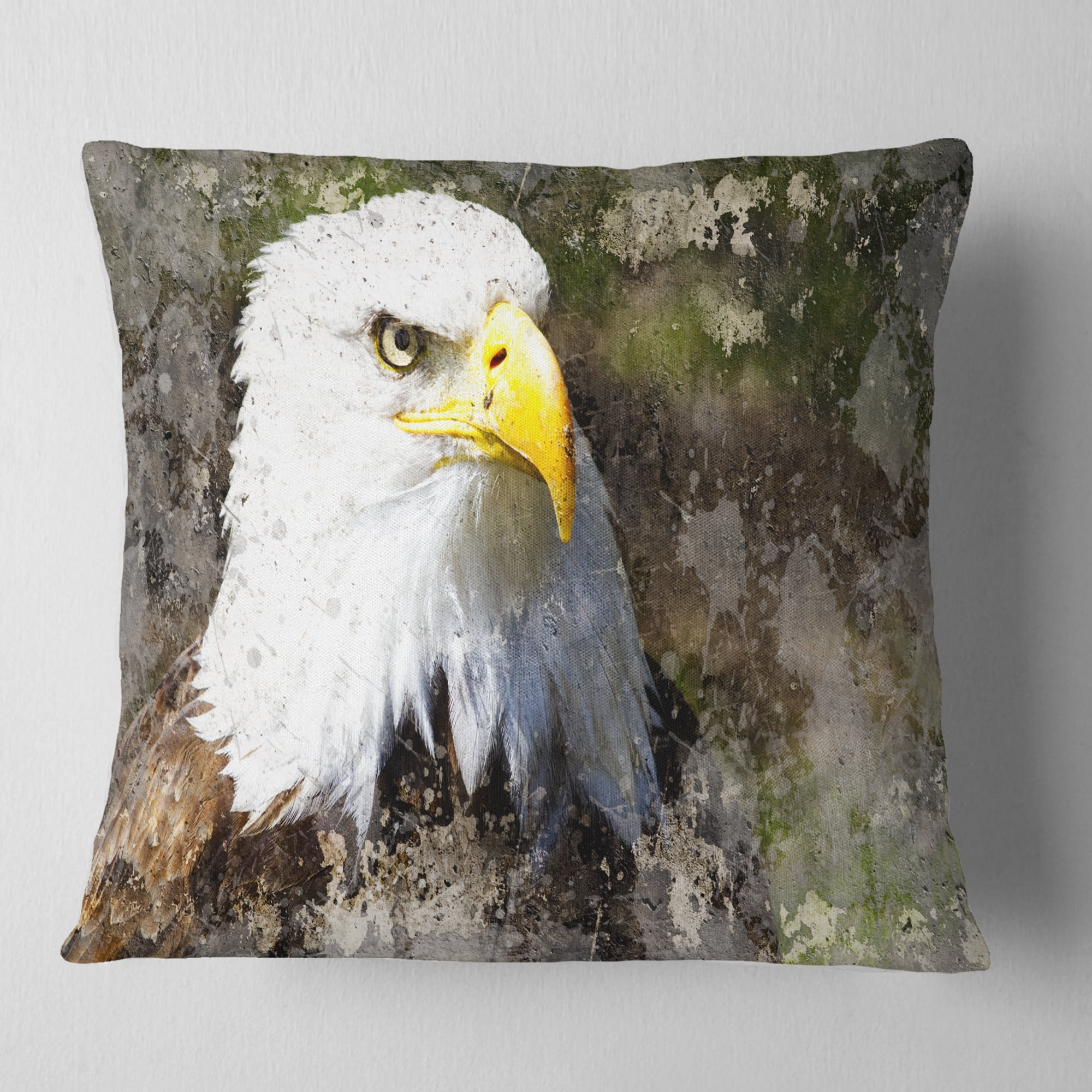 Designart Eagle Head with Textures - Animal Throw Pillow - 16x16