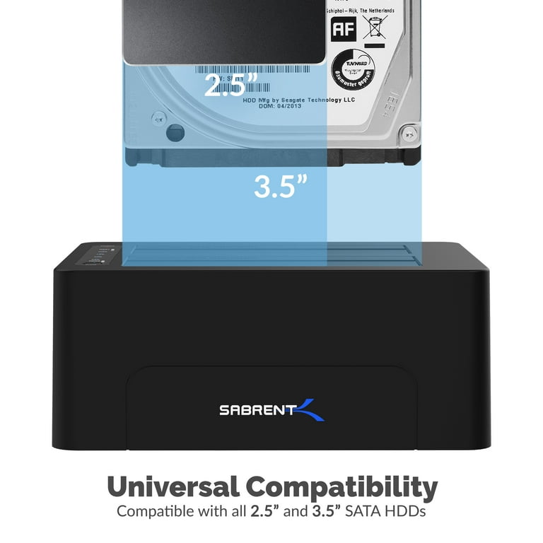SABRENT USB 3.1 to SATA Dual Bay Hard Drive Docking Station for 2.5 or 3.5in  HDD, SSD. Hard Drive Duplicator/Cloner Function [Includes Both Type C and  Type A Cables, Supports 10TB+ Drives] (