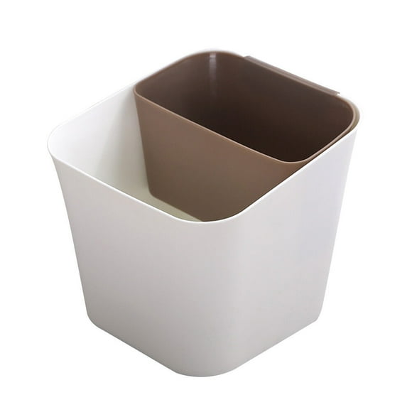 Contenedor de residuos húmedos y secos, bote de basura de doble uso, contenedor de basura de plástico (café)