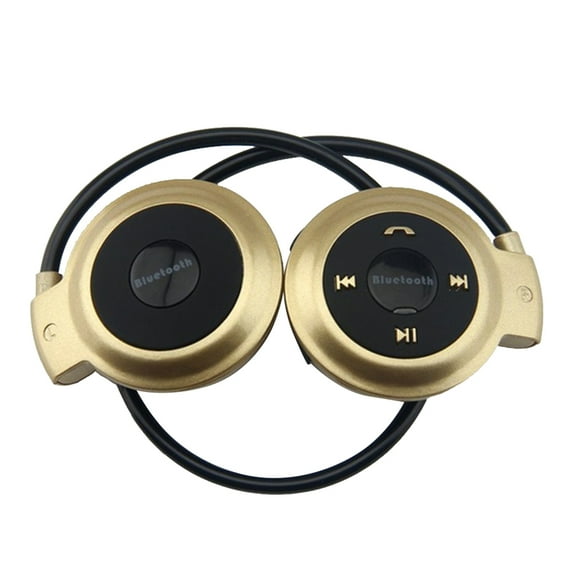 jesticaly Lecteur MP3 Casque, Casque Sport Sans Fil Lecteur MP3 avec Radio FM, Écouteur Stéréo MP3 Max jusqu'à 32 Go Or 1ensemble