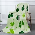 thumbnail image 2 of JOOCAR Flannel Throw Blanket With Green Clover Pattern For Gift Home Sofa Bed Decoration 80x60 inch, 2 of 5