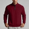thumbnail image 2 of ZUBKTE Men's Quarter Zip Cotton Pullover Lightweight Mock Neck Sweatshirt Casual Long Sleeve Shirts M-3XL, 2 of 7