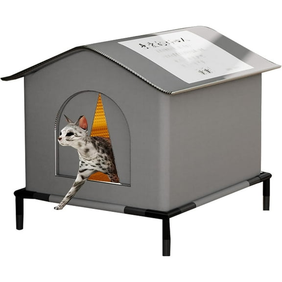 Safe Shelter for Feral Cats - Outdoor Feral Cat Shelter Weatherproof Winter Cat House | Cats Outside House, Waterproof Enclosed Pet Tent, Insulated Cat House for Multiple Barn, Porch and Other Pets