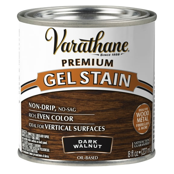 4 Pack, Dark Walnut, Varathane Premium Gel Wood Stain-349560, Half Pint