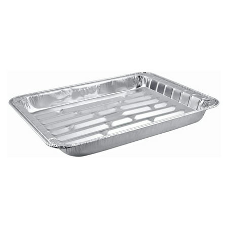 

13 x 9 x 1 Disposable Aluminum Broiler Tray Pans - Large Pan Used for Cooking Baking Broil BBQ and Grill - Great for burgers fish veggies steaks and more (50 Count)