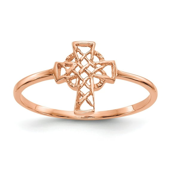 Solid 14k Rose Gold Celtic Knot Irish Claddagh Cross Ring Band Size 8.5
