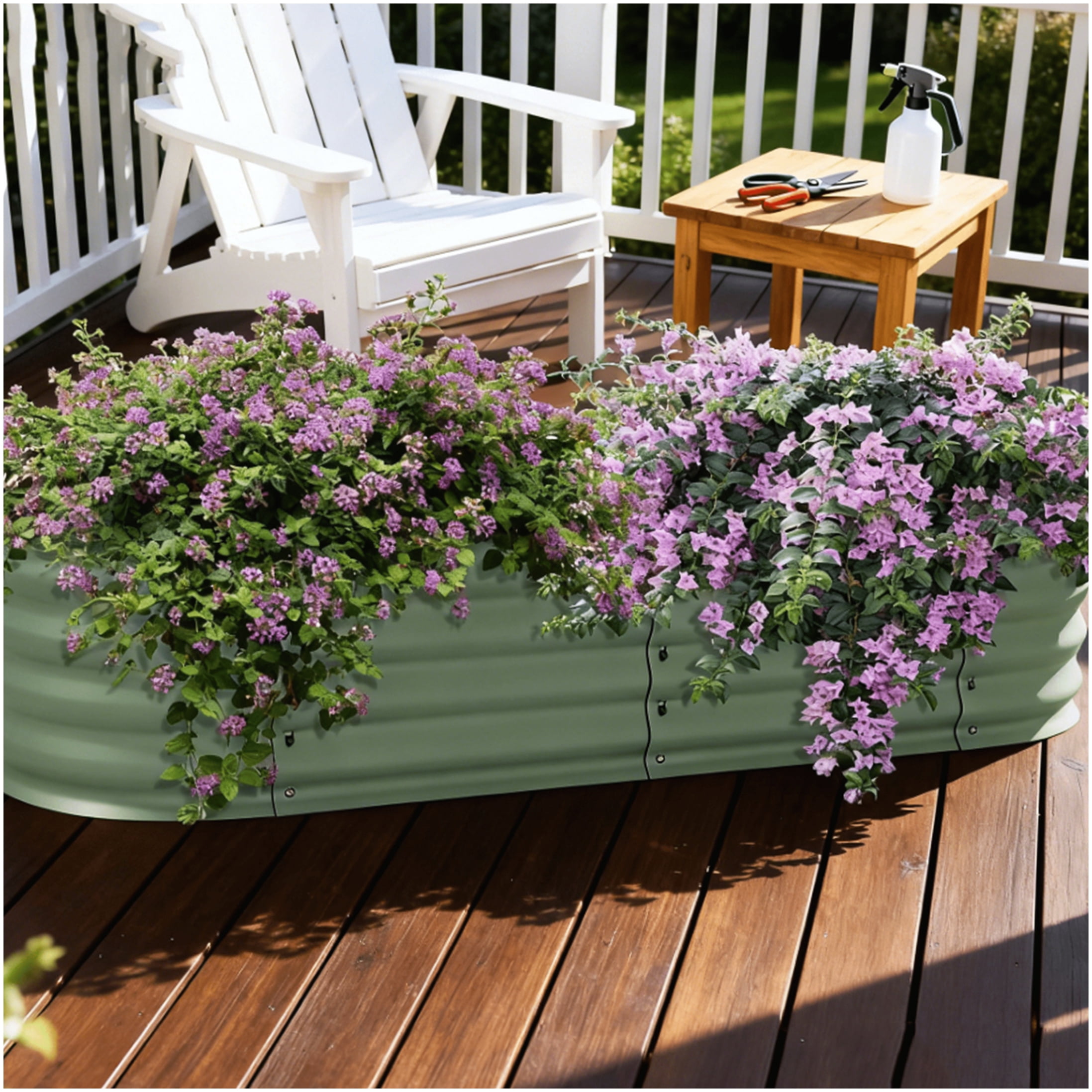 Outdoor Metal Raised Garden Bed, 59" L Green Elevated Planter Box Kit with Safety Edging, for Herbs, Vegetables & Flower Gardening