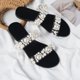 thumbnail image 4 of Pantuflas de fondo plano transparentes con incrustaciones de perlas en la playa para vacaciones de ocio para mujer Wmkox8yii  ytu1029, 4 of 5