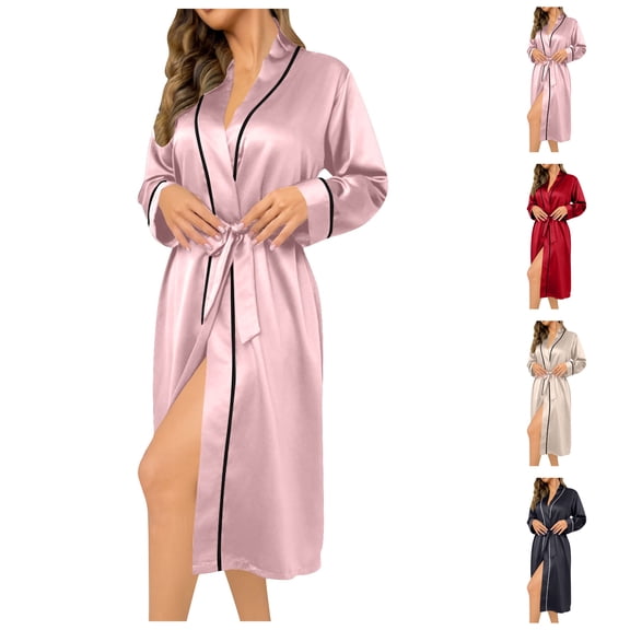 LIBRCLO Robes for Women Casual Loose Long Sleeved Bathrobe Comfortable Soft Home Wear Nightgown