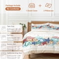 thumbnail image 6 of 3 Piece Blue Starfish Beach Duvet Cover Set Twin Size,Microfiber Comforter/Quilt Cover with Corner Ties and 2 Pillowcases,Summer Coral Conch Coastal Retro Beige All Season Bedding with Zipper Closure, 6 of 8