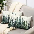 thumbnail image 2 of Watercolor Pine Tree Lumbar Pillow Covers Green Rustic Forest Throw Pillow Covers 12x20 Set of 2 Winter Xmas Tree Snowflakes Rectangular Pillowcase for Living Room Couch Sofa, 2 of 6
