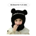 thumbnail image 5 of harmtty Children Hat with Face Guard Double Plush Ball Decor Solid Color Windproof Ear Protection Baby Hat Woolen Knitted Hat, 5 of 8