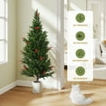 thumbnail image 4 of Jaxpety 2 Pack 5.25ft Artificial Cedar Topiary Trees Outdoor with Red Berries, Fake Evergreen Tree Potted Pine Plants for Home Front Porch Decor, 4 of 20