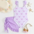 thumbnail image 4 of Bosanter Girls Swimsuit One-Piece Bathing Suit Bow Ruffle Swimwear with Cover Up Comfortable Stylish Swimwear Beach Bathing Suit, Light Purple 12-13Y, 4 of 9