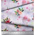 thumbnail image 3 of Soimoi Tissu Popeline de Coton Imprimé Feuilles & Roses au Mètre 42 Pouces de Large, 3 of 3