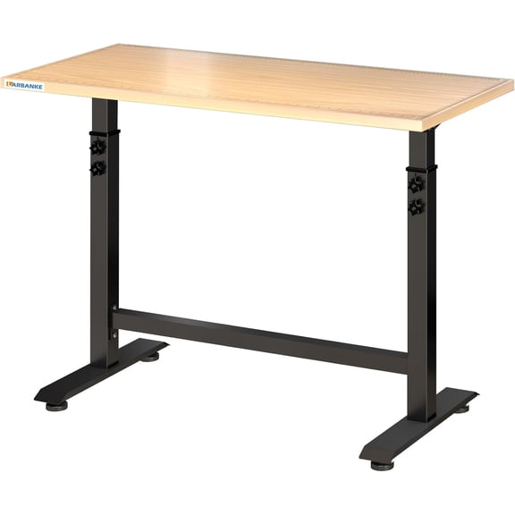Larbanke Workbench with Measuring Scale, Height-Adjustable Workbench, Height Range 33.5-41.3 in, Load Capacity 1000 lbs, Suitable for Garages, Households, Schools