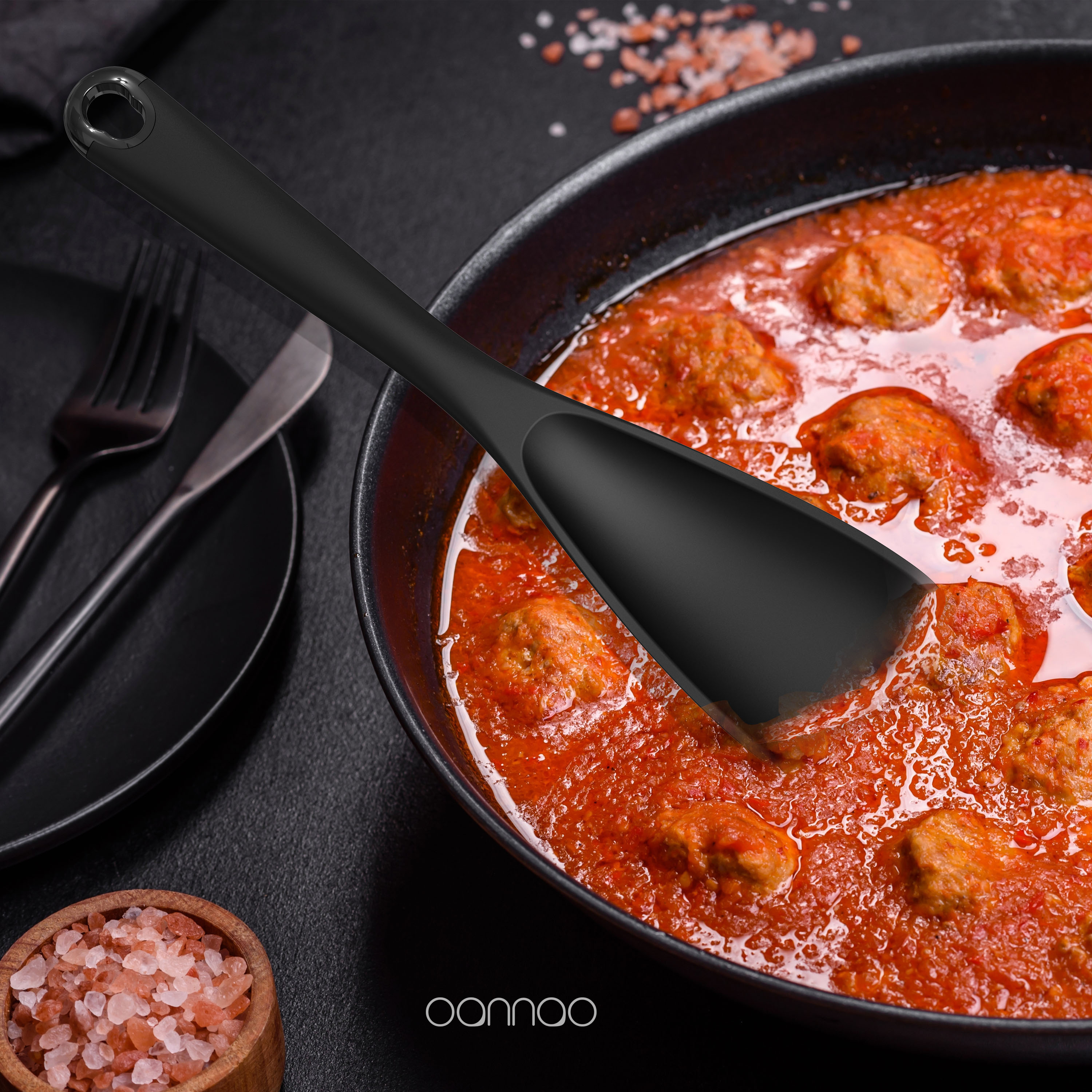 Oannao 10-Piece Silicone Kitchen Utensil Set, Black photo 5