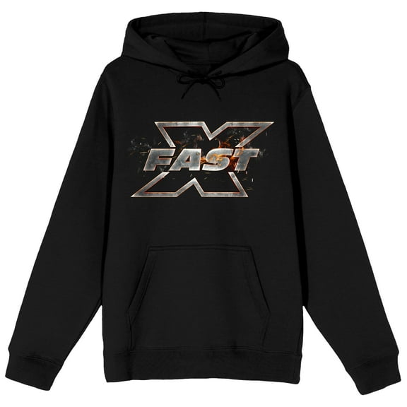 Fast & Furious Fast X Logo Long Sleeve Black Adult Hooded Sweatshirt-Medium