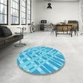 thumbnail image 4 of Ahgly Company Machine Washable Indoor Square Transitional Deep Sky Blue Area Rugs, 7' Square, 4 of 7