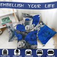 thumbnail image 6 of Dark Blue Throw Pillow Covers for Couch 18x18 Set of 4 Flower Blue Pillows Decorative Throw Pillow Covers Bed Living Room Pillow cases Linen Farmhouse Pillow Covers for Spring Summer (Blue), 6 of 6