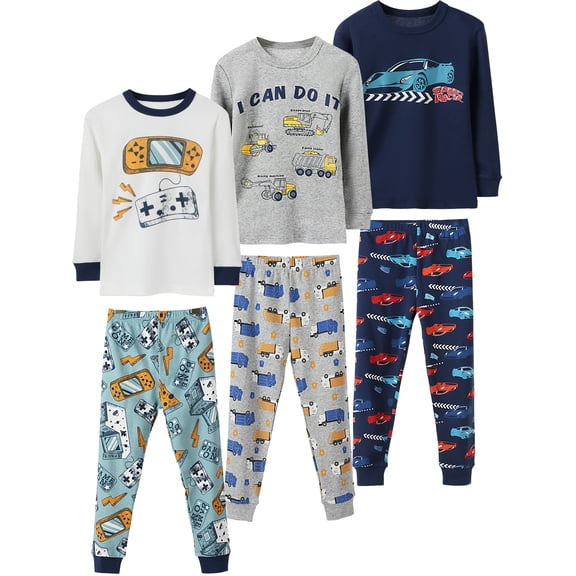 WIBACKER 2-7 Years Toddler and Little Boys' Long Sleeve Top and Pants Snug Fit 100% Cotton 2 Piece Pajama Set - Game Console