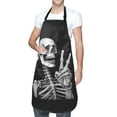 thumbnail image 7 of Hippie Skull Skeleton Adjustable Apron with 2 Pockets Funny Chef Bib for Gift Painting Cooking Garden, 7 of 7