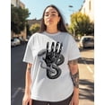 thumbnail image 3 of T Shirts for Women Short Sleeve Cotton Crewneck T-Shirt, Hand Snake Retro Streetwear Tee Tops Casual Basic T-Shirts, XS-5XL White 3XL, 3 of 7