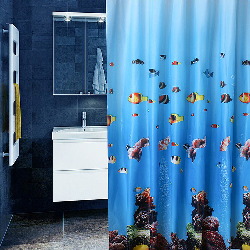 180cm x 200cm PEVA Bathroom Shower Curtain Underwater World Sea Fish 12
