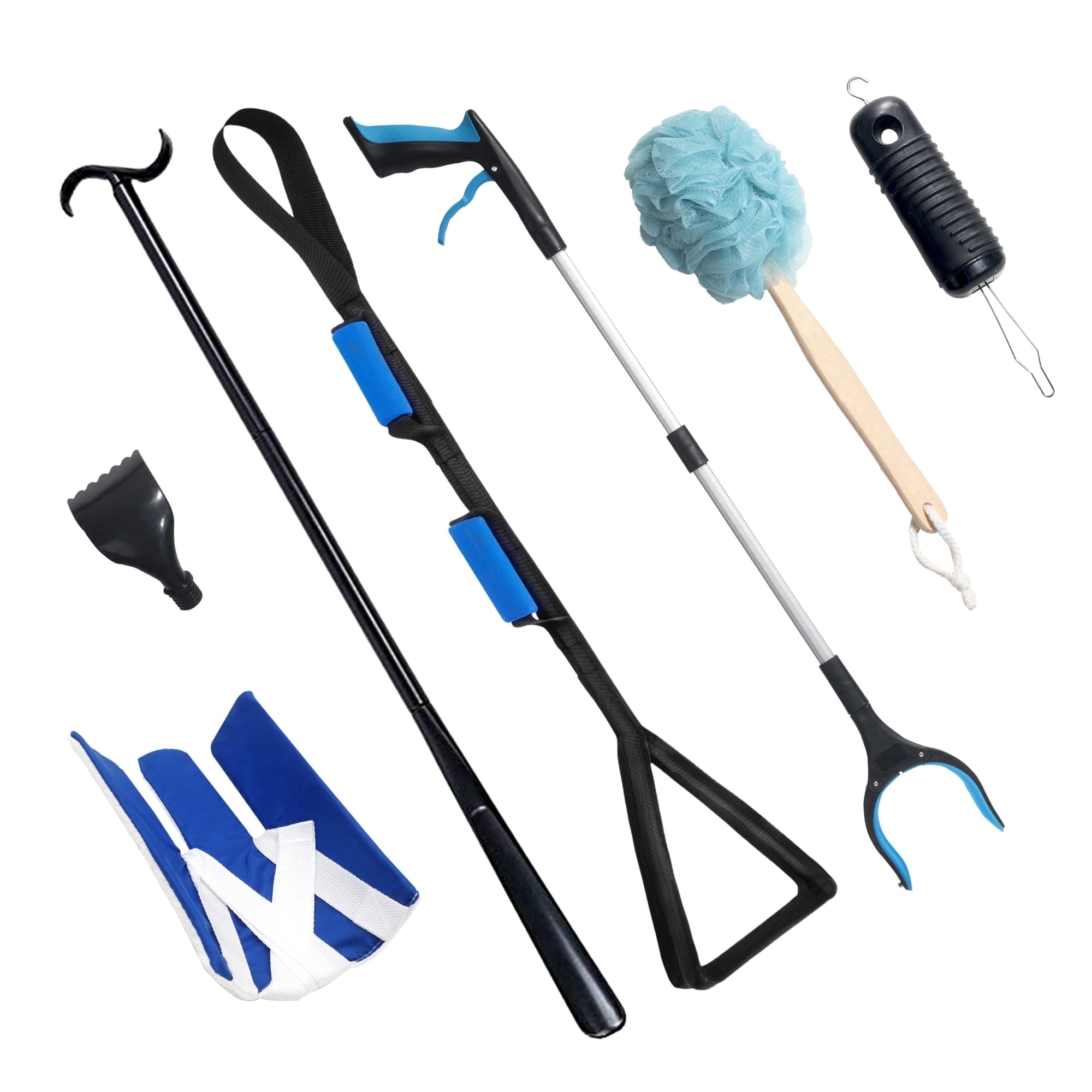 7PC Hip Replacement Kit After Surgery, Recovery Kit for Seniors with Grabber Reacher Tool, Sock Aid, 42" Leg Lifter Strap, Dressing Stick, Shoe Horn (33" Reacher Grabber Shoehorn Dressing Stick)