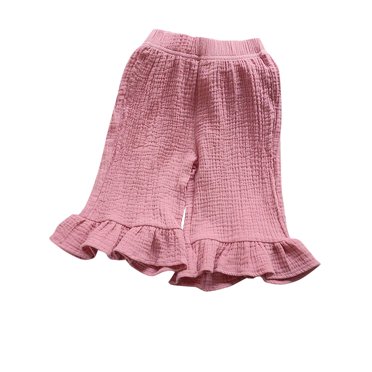 FAIWAD Pantalon à Volants pour Bébé Fille, Confort Décontracté Quotidien, Pantalon Court Classique Couleur Unie Confortable