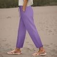 thumbnail image 2 of zaveiop Cotton Linen Pants for Women 2025 Summer Gauze Drawstring High Waisted Lounge Trouser Casual Beach Vacation Clothes (Z-Purple, S), 2 of 6