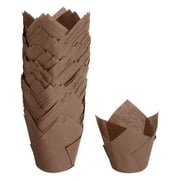 150Pcs Tulip Baking Cups Cupcake Muffins Liners Paper Greaseproof Wrappers for Wedding(3.1" x 2", Coffee)