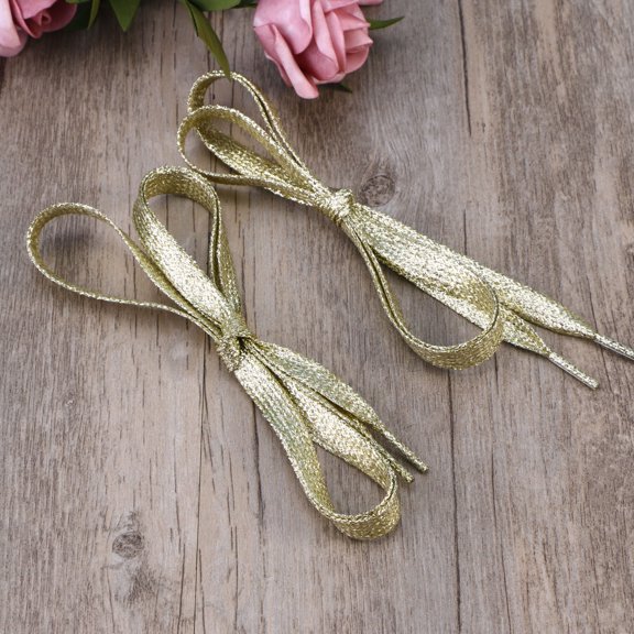 1.1m Flat Glitter ShoeLaces Colored Flat Shoestring Bootlaces for Shoes Sneakers (Golden)