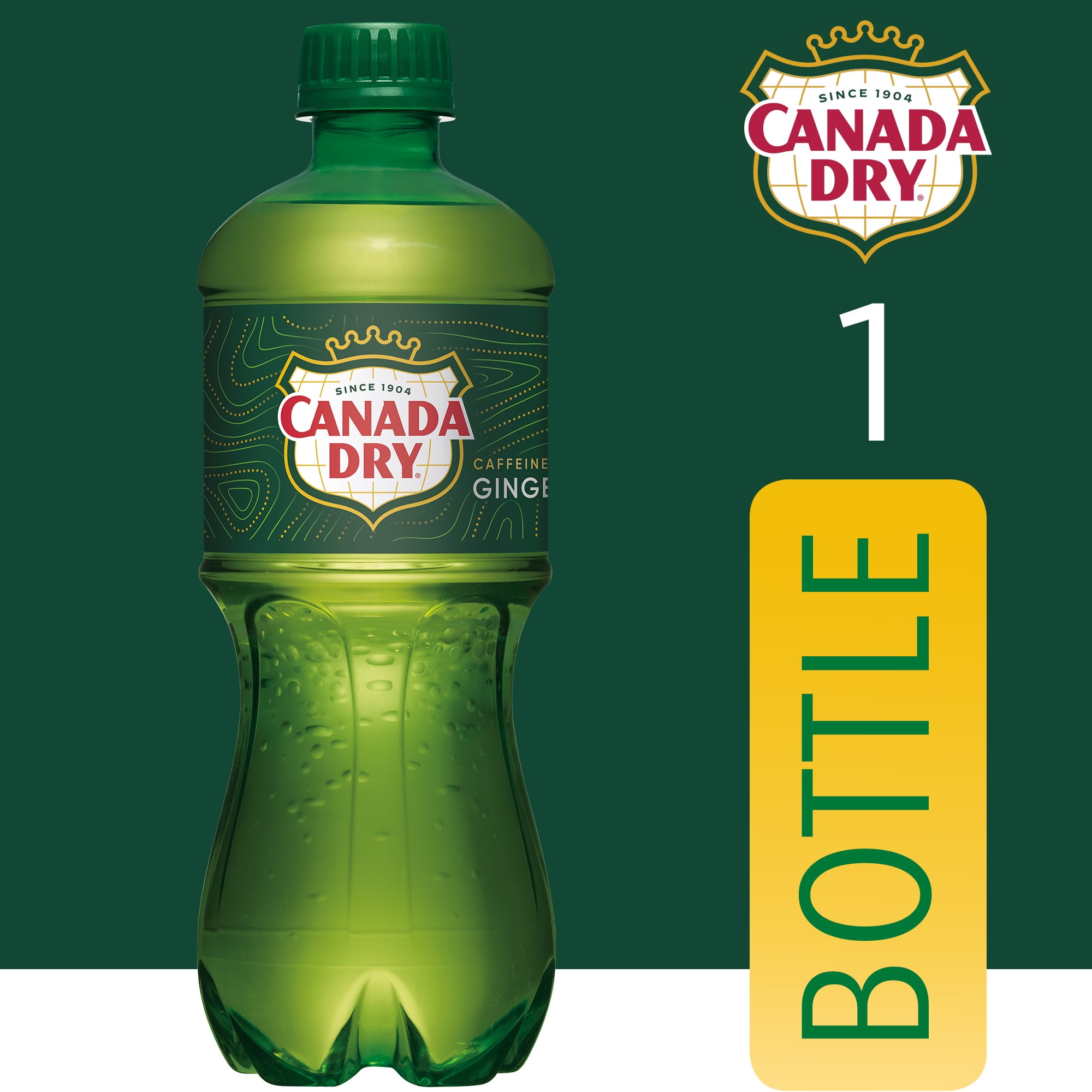 (5 pack) Canada Dry Caffeine Free Ginger Ale Soda Pop, 20 fl oz, Bottle