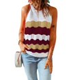 thumbnail image 1 of Sleeveless Halter Neck Tank Tops Summer Vest Color Block Stylish Women Shirt Top, 1 of 5