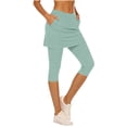 thumbnail image 3 of AHTJRT Skirted Leggings for Women Spring Summer Tennis Golf Skorts Capris Mid Rise Workout Gym Yoga Leggings with Pockets Mint Green S, 3 of 8