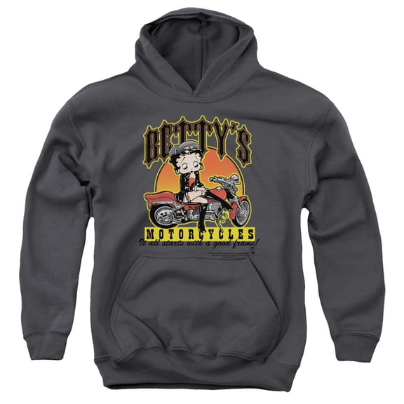 Betty Boop - Bettys Motorcycles - Youth Hooded Sweatshirt - X-Large