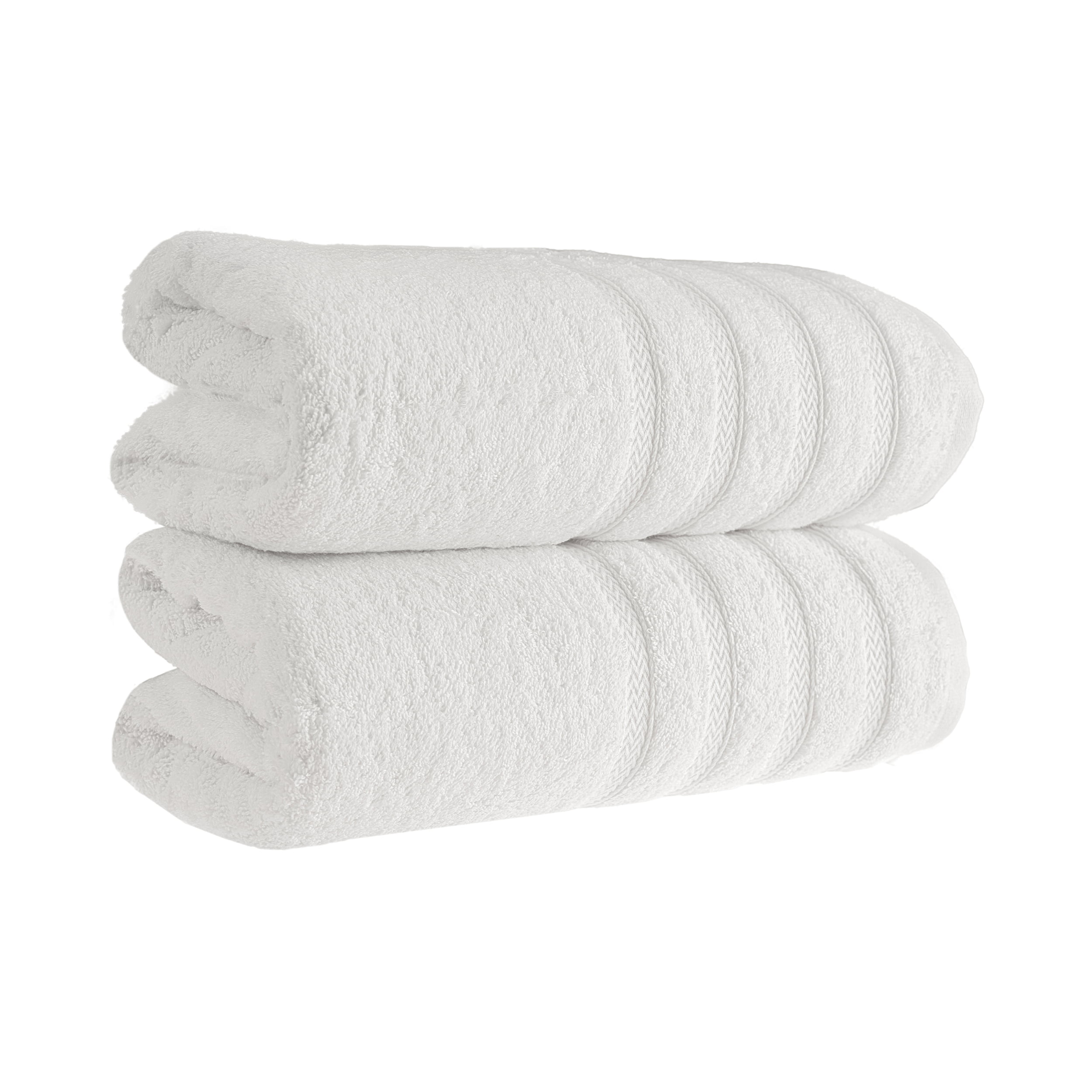 StyleWell Turkish Cotton White and Wheat Brown Stripe 12-Piece Fringe Bath Towel Set