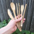 thumbnail image 4 of Bamboo Travel Cutlery, Utensil Set | Bamboo Fork, Knife, Spoon, Chopsticks, Straw, Straw-cleaning brush, Travel Pouch, and Carabiner | Excellent For Everyday Use!, 4 of 11