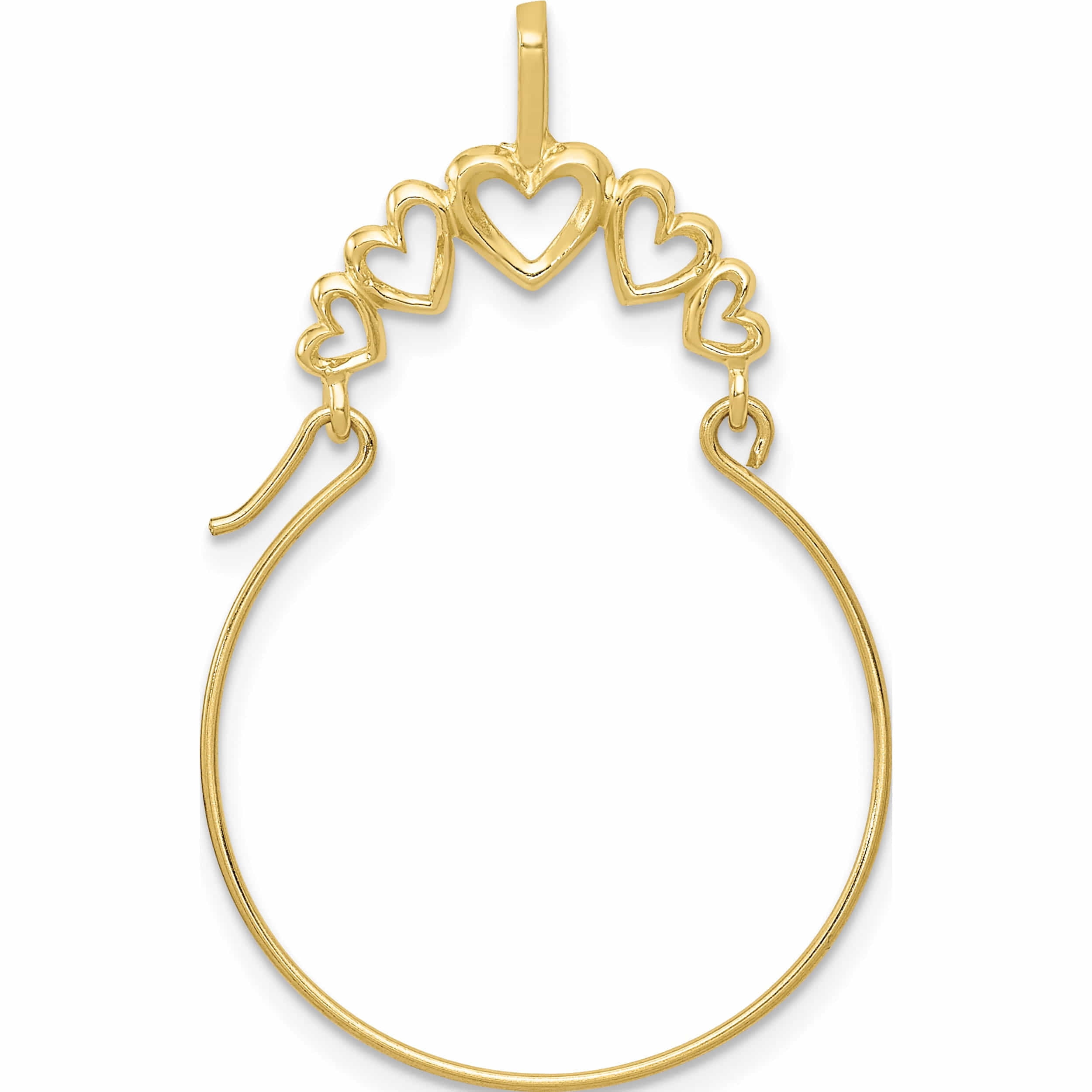 SWEET PEA JEWELLERY 10K Yellow Gold Polished 5-Heart Charm Holder (35 X 20) Made In United States -Jewelry By Sweet Pea