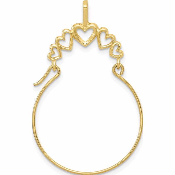 10K Yellow Gold Polished 5-Heart Charm Holder (35 X 20) Made In United States -Jewelry By Sweet Pea