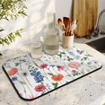 thumbnail image 3 of 19.5x12 inch Beautiful Flower Patterned Coffee Drying Mat Heat Resistant, Absorbent Diatom Mud Mat Reversible and Perfect for Dish Drying and Draining, 3 of 7
