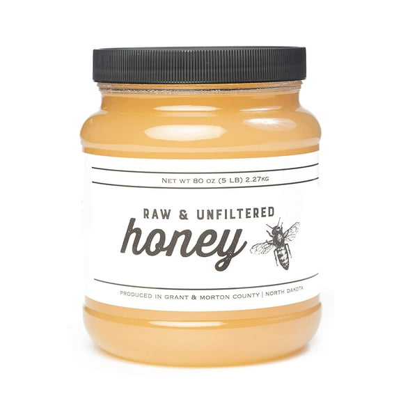 Raw and Unfiltered Honey (5 LB (80 OZ) Jar)